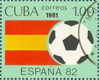(1981-020) Марка из блока Куба "Футболист"    Чемпионат мира по футболу 1982 Испания II Θ
